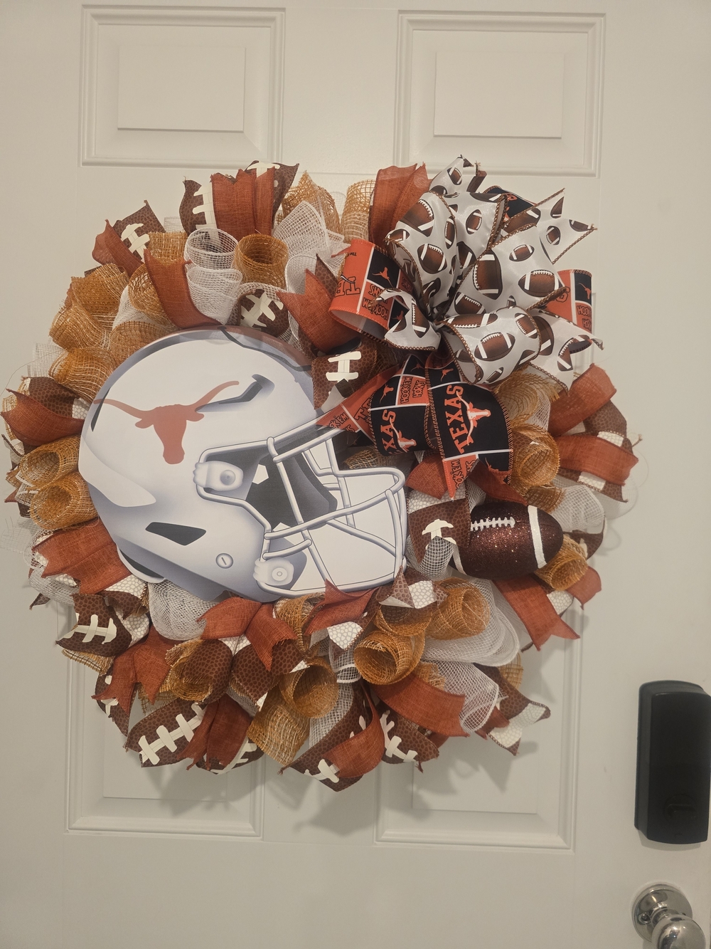 Texas Longhorns Football Decorative Wreath in Burnt Orange and White